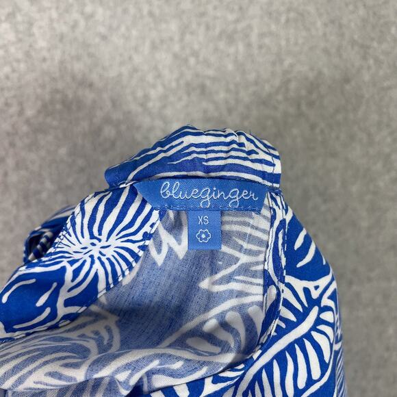 Blue Ginger Blue Floral Hawaiian Sleeveless Halter Neck Midi Dress Size XS - Picture 10 of 11